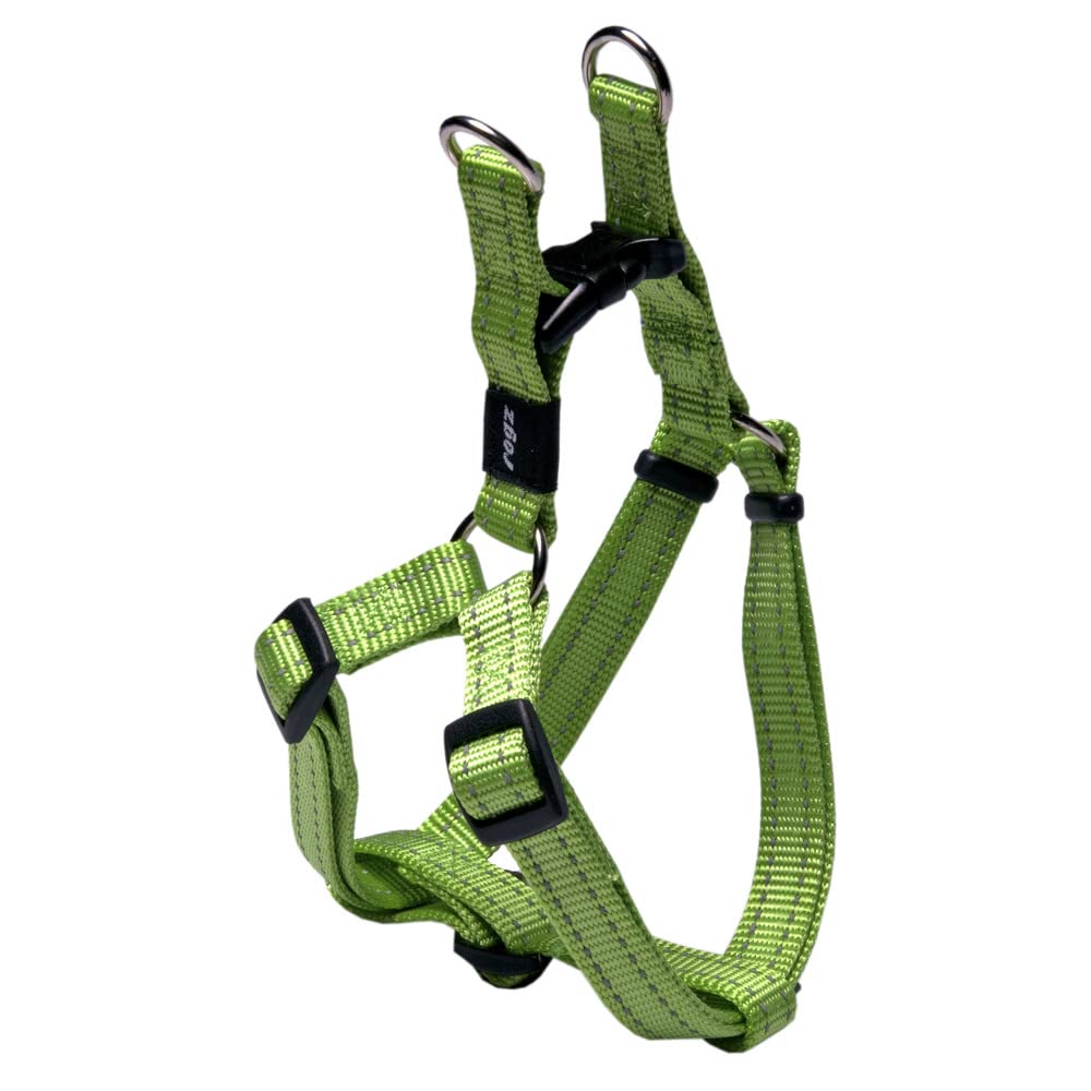 Reflective Adjustable Dog Step in Harness for Medium Dogs; matching collar and leash available, Green