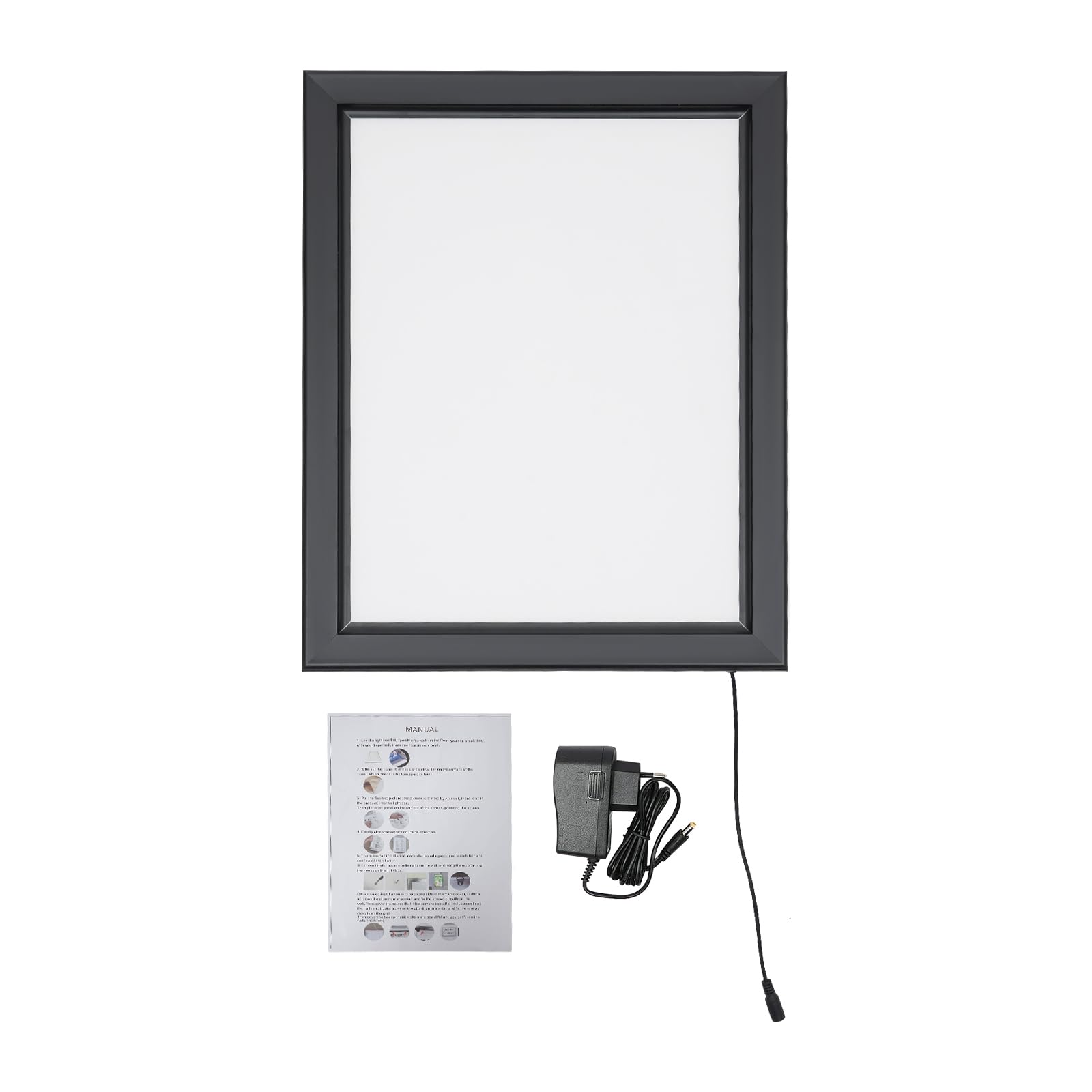 LED Plakatrahmen, Beleuchteter Bilderrahmen aus Acryl und Aluminium Profil, Posterrahmen mit Netzadapter, Wandmontiert, Frontöffnungsdesign Stil, für Plakate Werbedisplays, 40 * 50 * 2.8cm