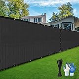 Privacy Fence Screen,with Gloves, 6X50FT Heavy Duty 220GSM 98% Blockage Privacy Screen Fence for Outdoor Wall Garden Yard Backyard (Black)