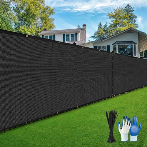 DenForste Pantalla de Ocultacion y Privacidad para Valla, Color Negro, 6 x 50 Pies, Cubierta de Malla Resistente para Jardín, Pared, Patio, Patio Trasero