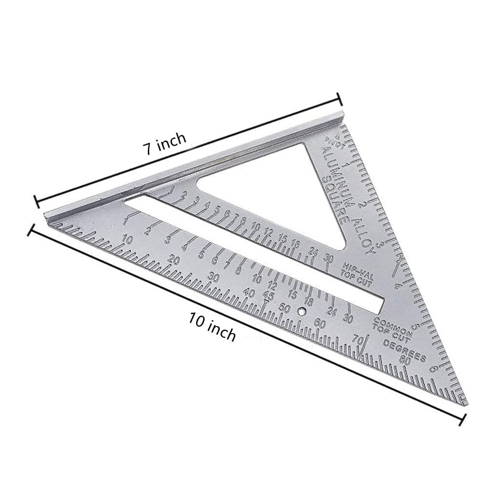 generic 7 inch Double Sided Scale Triangle Measurement and Tool for Home and Office,Aluminum Alloy Rafter Metric 7 inch Scale mediumweight