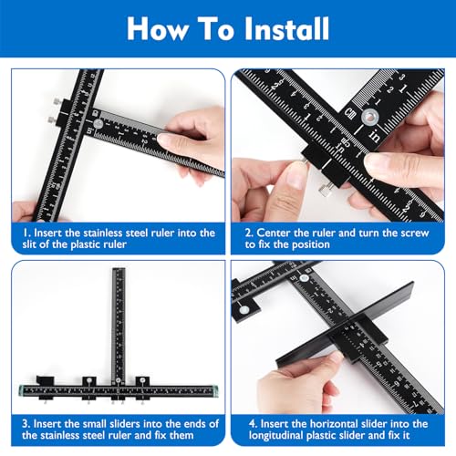 Image of Aluminum Cabinet Hardware Jig, Punch Locator Drill Guide,Wood Drilling Dowelling Guide for Installation of Handles Knobs on Doors and Drawer, Cabinet Template Tool for Handles and Pulls