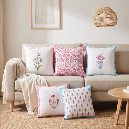 Image of Ravaiyaa - Attitude is everything Cotton Hand Block Printed Soft Cushion Cover Pillow Case 16 inch Square Cushion Sham Set of 2 Piece
