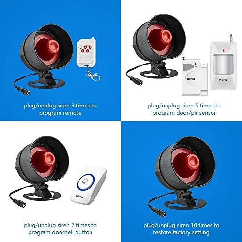 KERUI Wireless Security Burglar Door Alarm System Kit for Garage Shed House Hotel Shop Apartment, Weatherproof Siren Horn with Remote Control Door Contact Sensor,Motion Sensor,Loud Up to 115db