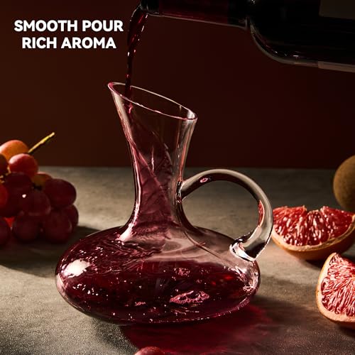 Permium Crystal Wine Decanter with Stopper & Ergonomic Handle, Hand Made-790ml, Ultra Clear Lead-Free Glass & Dishwasher Safe,Durable&Stable.Enhances Wine Aroma&Flavor for your tasting at home. by Fioance - Image 3