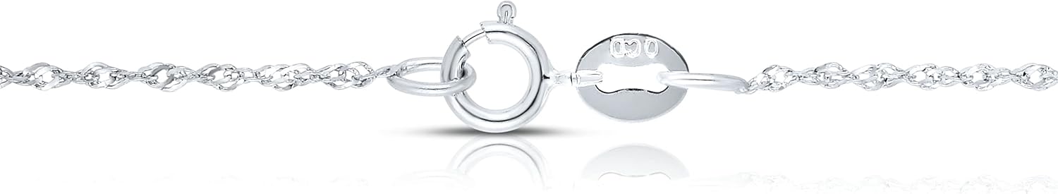 14K White Gold Genuine Sapphire Emerald Cut Diamond Pendant Necklace - Image 7