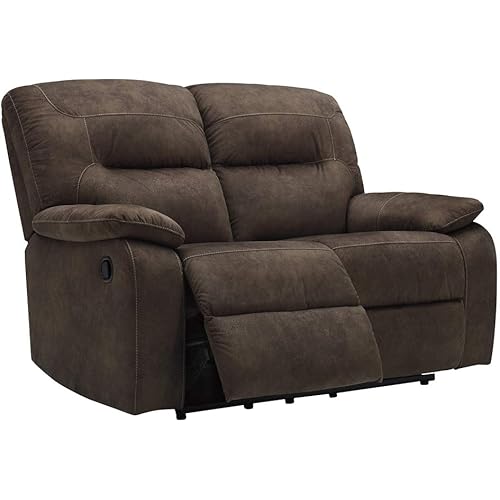 Signature Design by Ashley Bolzano Faux Leather Manual Reclining Loveseat, Brown