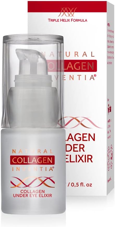 Natural Collagen InventiaCollagen Eye Cream Elixir - Anti-Wrinkle, Hydration & Radiance Boosting Eye Treatment for Dark Circles, Fine Lines - 15 ml Natural Eye Care