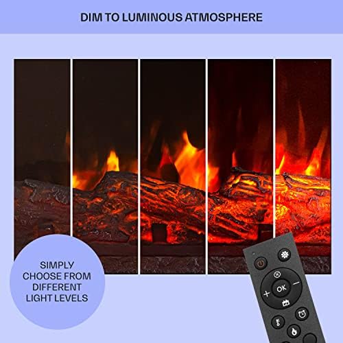 Klarstein Electric Fireplace, Electric Fire and Surround Mantel Suite, 1900W LED Flame Fire Place with Remote Control, Timer, and Auto Temperature Control, Indoor Log Effect Wood Burner, Fan Heater