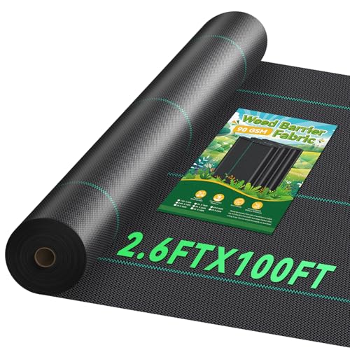 Domusensus 2.6ftx100ft Weed Barrier Landscape Fabric Heavy Duty 3.2oz,...