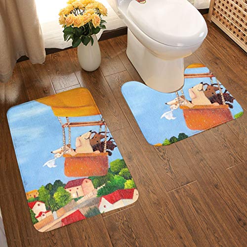 Ghytdf Leaving Home 2-Piece Soft Non-Slip Bath Mat Kit, Texture Photography Including 80x50cm High-Absorbency Toilet Seat and 50x40cm Microfiber Soft Fluffy Bathroom Rug, Non-Slip Mat Washable.