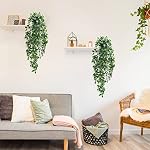 Dremisland 2Pcs Plantes de suspension artificielles-Plantes de suspendre artificielles Pot de verglas Decor-Eucalyptus Mandala Snow Pois Vine en pot Plantes pour bureau Agritourisme Maison Intérieur Extérieur Décor