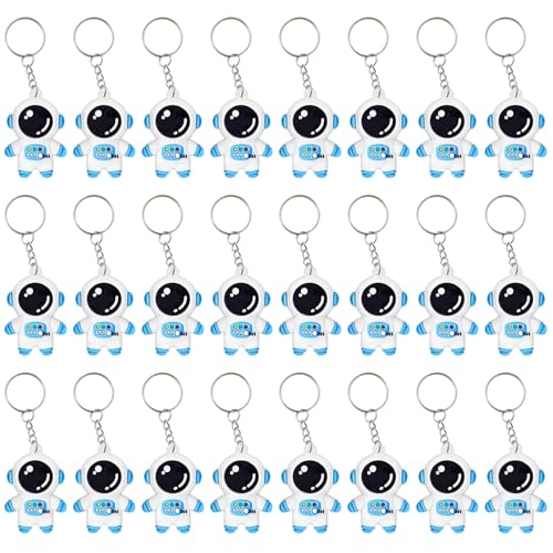 Image of 24 Pack Blue Astronaut Keychains Party Favors for Space Themed Baby Shower, Outer Space Party Goodie Bag Fillers, Birthday, School Carnival Rewards, Classroom Prize