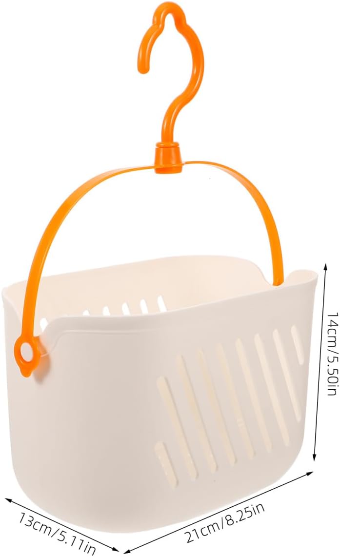 DOITOOL Kitchen Hanging Basket with Hook Plastic Storage Organizer for Shower Bathroom and Kitchen Rotatable Hook and Drainage Design for Ginger Garlic Vegetable Storage 9X5.5X5 Inches