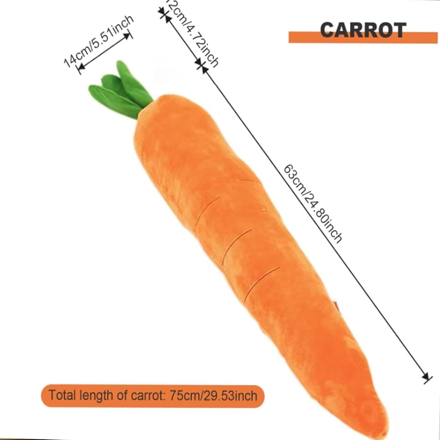 Giant Carrot Dog Toy, 29.53 in Large Stuffed Carrot Dog Toy, Sturdy and Durable Plush Big Dog Carrot Toy with Multi-Squeaks for Indoor Small Medium Large Dogs (2Pcs)