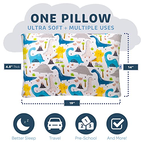 Pharmedoc Toddler Pillow With Pillowcase – 14X19 Little Garoo Pillow – Dino Cotton Toddler Pillows For Sleeping, Kids Pillow, Travel Pillows For Sleeping, Mini Pillow, Toddler Bed Pillows #TOP1