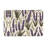 WZYWHJ Paillasson antidérapant motif lavande provençal 40,6 x 61 cm. Description du matériau : tissu flanelle, tissu non tissé avec points en plastique sur le fond, épaisseur 1 cm