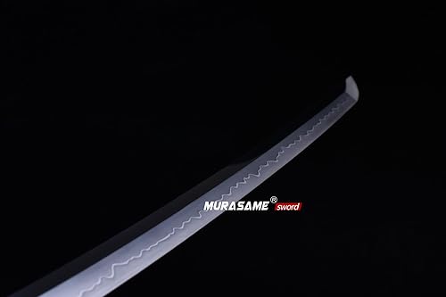 Miniatura 20 de MURASAME Katana Espada Real 41 pulgadas L6 Acero Arcilla Templado Bonito Hamon Muy Afilado Parte Superior Hecho A Mano color fantasía (Gilt),Negro