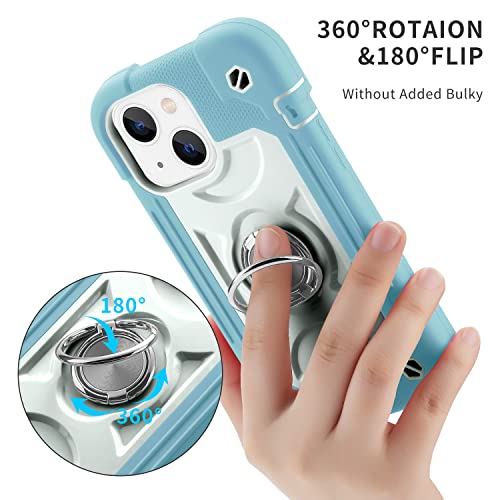 Image of MARKILL Compatible with iPhone with Built-in 360Rotating Ring Stand, Military Grade Drop Protection Full Body Rugged Heavy Duty Case Durable Cover (Ice Blue, iPhone 13 mini /12 mini 5.4 inch)