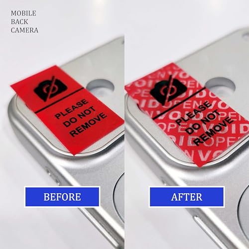 Image of Tamper-Evident Camera Block Void Stickers - Privacy Protection Seals | Anti-Tamper Security Labels for Mobile & Laptop | Void If Removed | Non-Removable Destructible Stickers 20x40mm (100) (100)