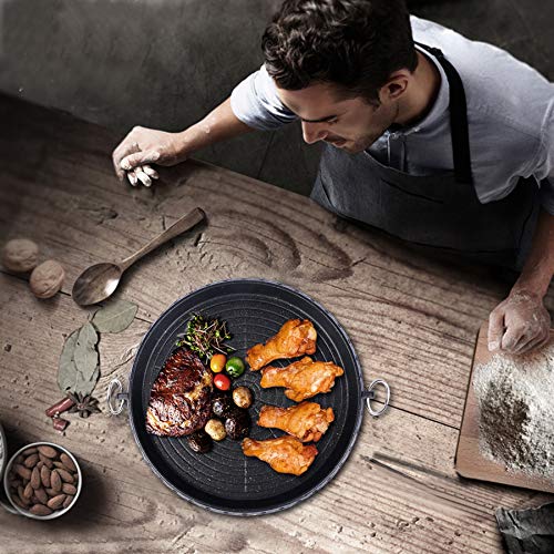 Campmax Korean Bbq Grill Pan With Maifan Stone Coated Surface, Non-Stick Smokeless Stovetop Bbq Grill Plate For Indoor Outdoor, 12.5" Round #TOP5