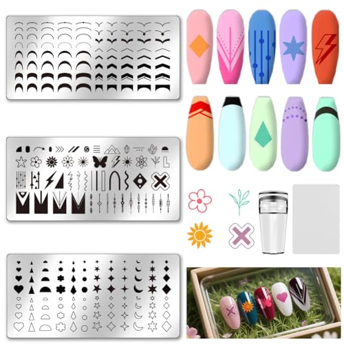 UNICRAFTALE 3 Plaque D'estampage Ongle Motif Dentelle Fleur Coeur Pour Nail