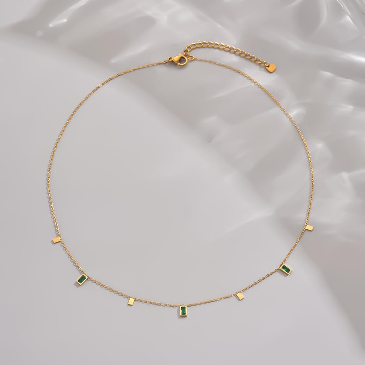 Girocollo con diamanti placcati in oro per donna, delicato ciondolo con zirconi cubici, pietre portafortuna, regali