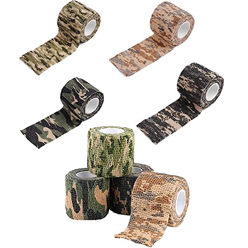8 Piezas Cinta de Camuflaje de Reutilizable, Cinta Envoltura Camuflaje, Autoadhesivos de Camuflaje No Tejidos, para Caza de Escopeta Camping, Pegatinas Camuflaje para Bicicletas Cover