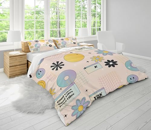 Housse de couette 220x240cm anti-plis avec 2 taies d'oreiller - 4