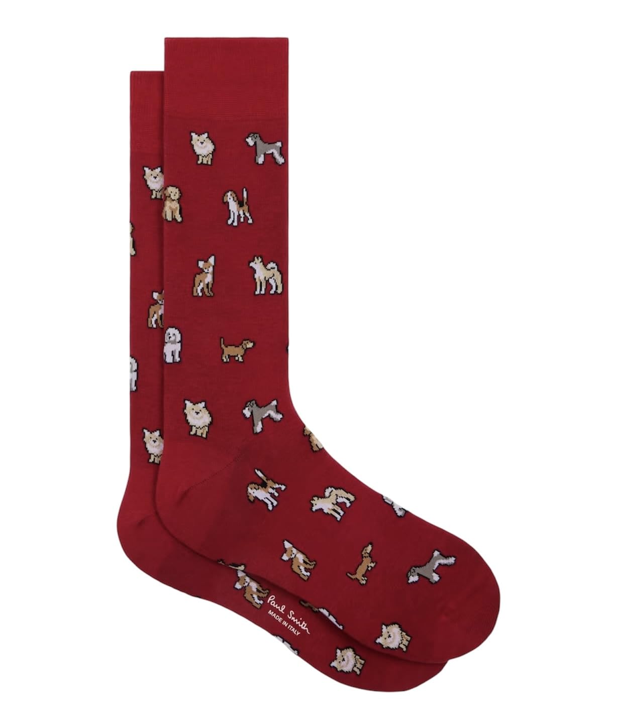 Paul Smith Men's Red Kyoto Dogs Socks. One Size