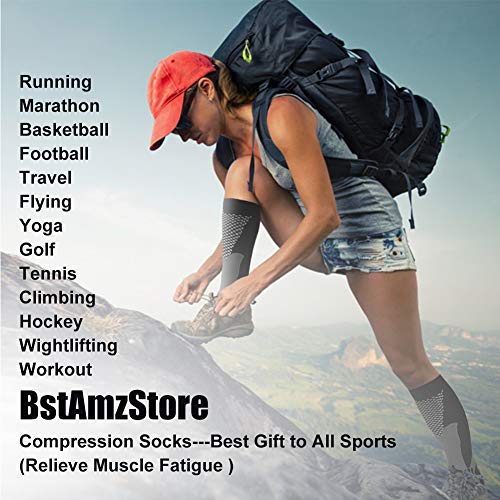 2/3Pairs Compression Socks, 20-30 mmhg Medical Sport Nursing Compression Socks for Men Women Marathon Maternity Pregnancy Flight Shin Splints Edema Varicose Veins(Men8-14in Women8-15in) - Thumbnail 2