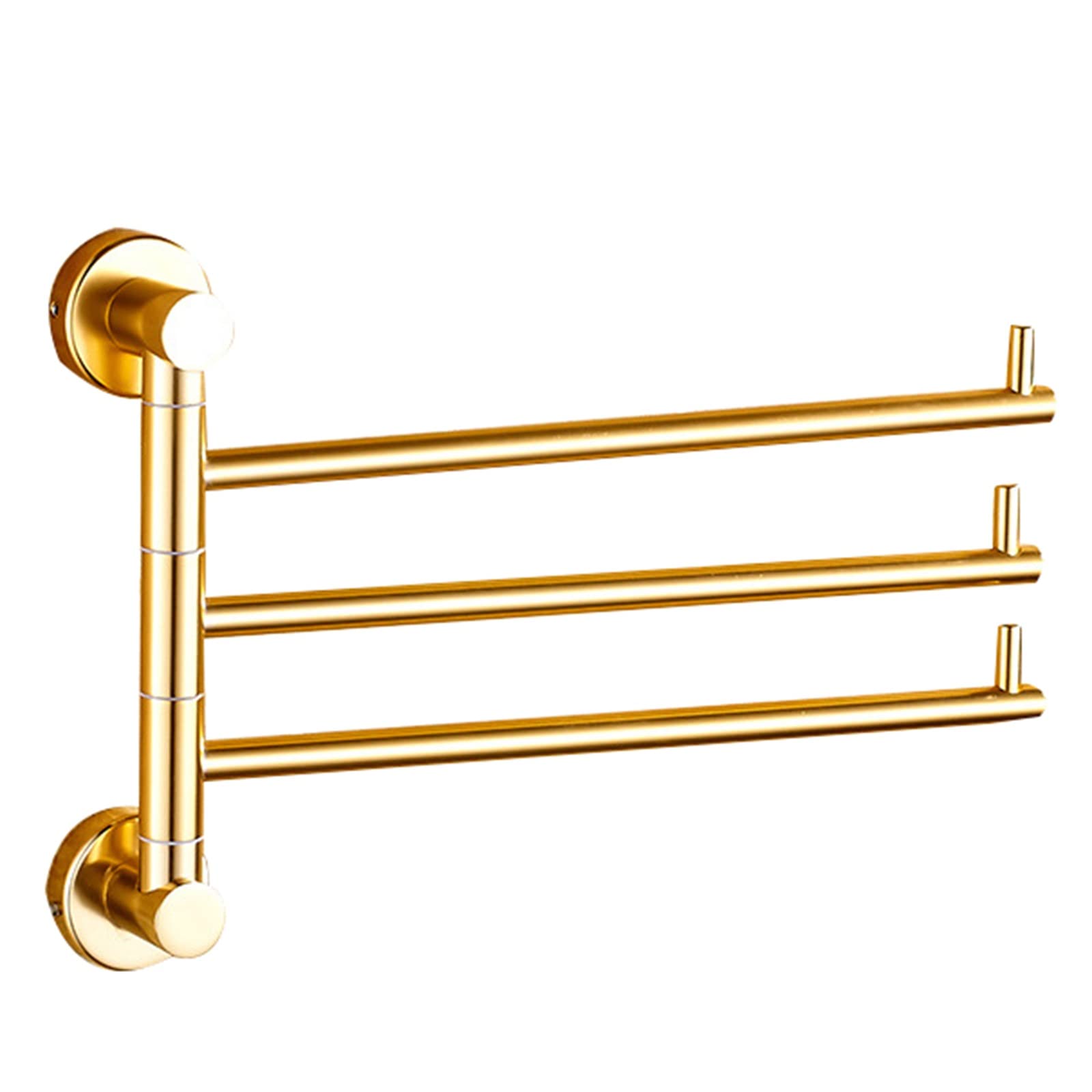 Porte-serviettes mural rotatif doré finition luxe trois bras