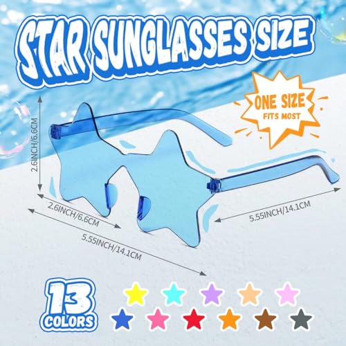 12/26/36 Pairs Rimless Star Shaped Sunglasses Transparent Glasses Bulk Fun Sunglasses for Party Favors2