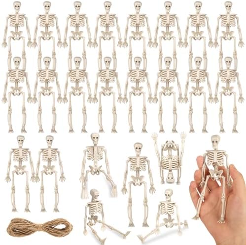 51PfHWhYrvL._AC_ ZHWKMYP Mini-Skelett-Figuren, Halloween-Skelett-Handwerk, für Halloween-Dekorationen, Zubehör, Partyzubehör, 24 Stück