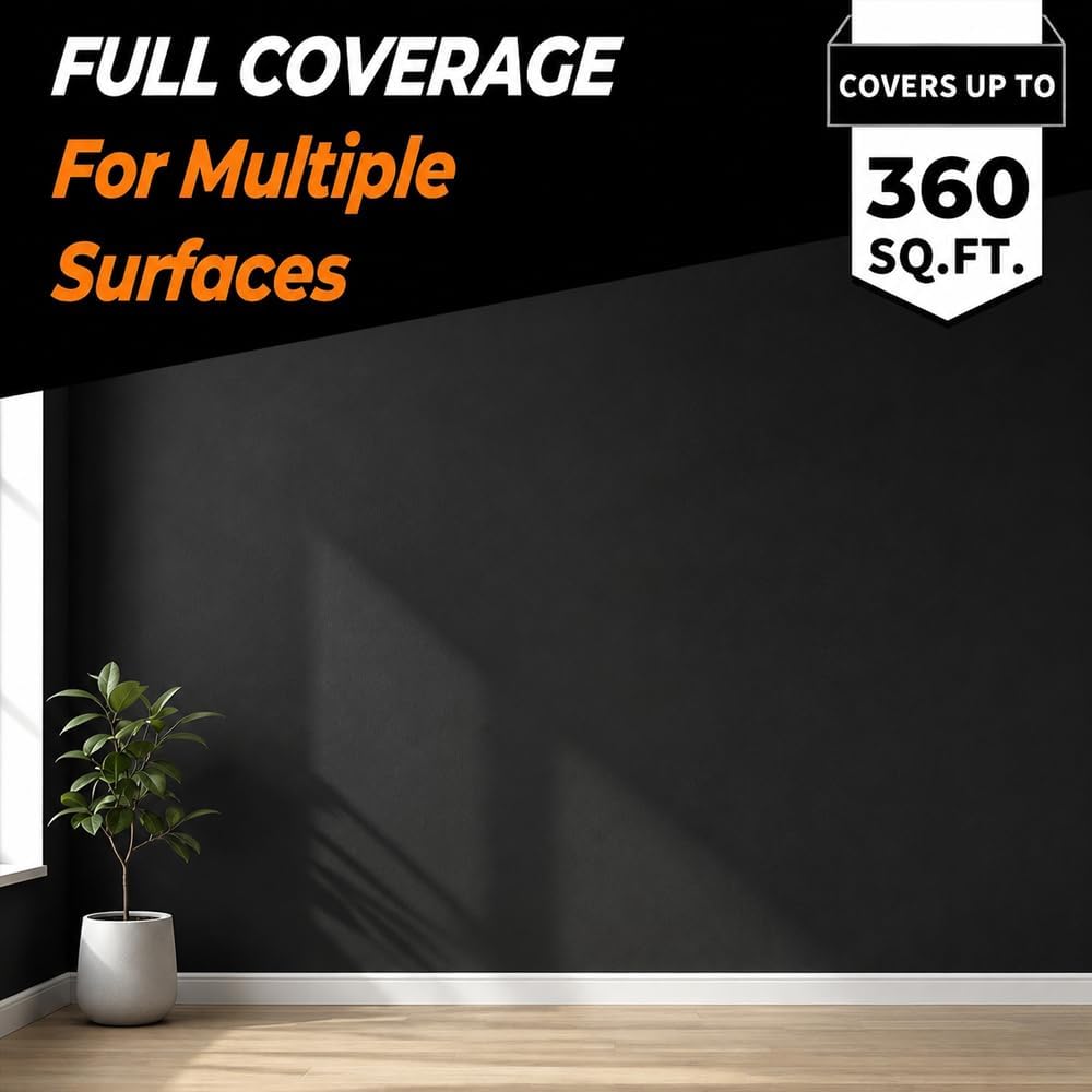 Wall Paint, Black Exterior and Interior Wall Paint, 1 Gallon, Durable Weather-Proof House Paint for Home Renovation and Indoor Decor, Easy to Apply