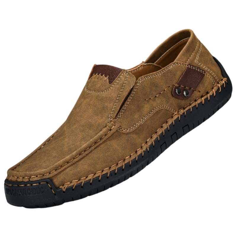 Men's Large-Sized Slip-on Loafers - Breathable Synthetic Material with Anti-Slip Rubber Sole, Suitable for All Seasons with a Comfortable Design, Suitable for Both Casual and Business wear.