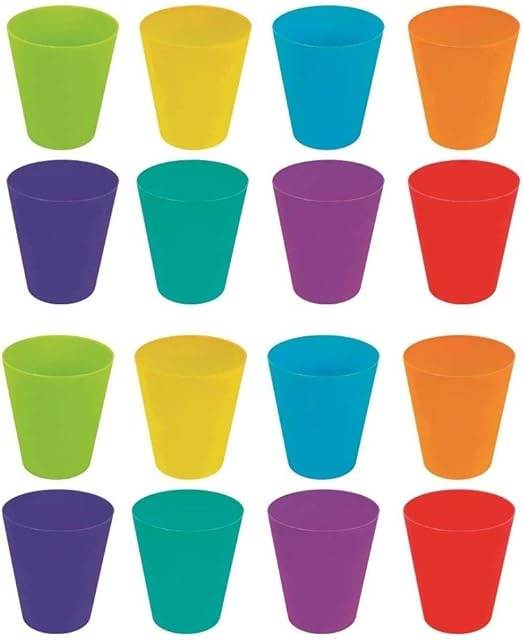 Invero 36 Mega Pack of Childrens Kids Durable Plastic Drinking Cups Tumblers 250ml - Bright Multi Coloured Ideal for Kitchen, Outdoor Parties, Picnics, BBQs, Travels and more