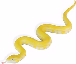 Ultra-Realistic Snake Toy - Scare Birds & Squirrels - 15-Inch Coiled/26-Inch Stretchy Garden Decor, Halloween Prank Gifts for Adults & Safe STEM Toy for Kids (Yellow Python)
