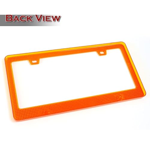 Hyperspeed Front/Rear Abs Diamond Cut Style License Plate Frame Cover 1 Piece, Universal For Us Standard Plates, Automotive Exterior Accessories Car Decoration, License Plate Covers & Frames (Orange) #TOP2