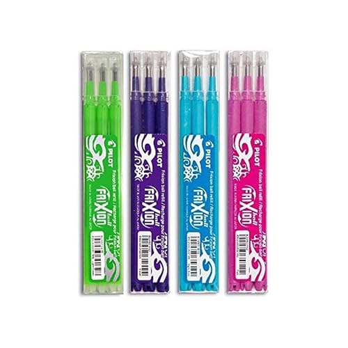 Pilot Frixion - Juego de minas de recambio para bolígrafos, 4 packs con 3 recambios cada uno, color Sortiert Zusatzfarben 1