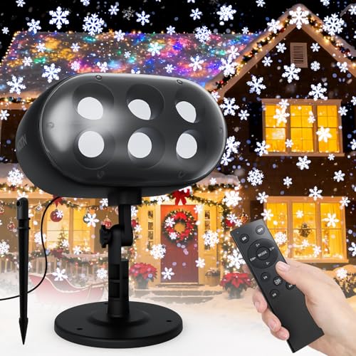Projecteur de Flocons de Neige Extérieur, NACATIN Projecteur Lumineux de Noël avec Télécommande et Minuterie, Étanche IP65 pour Décoration...