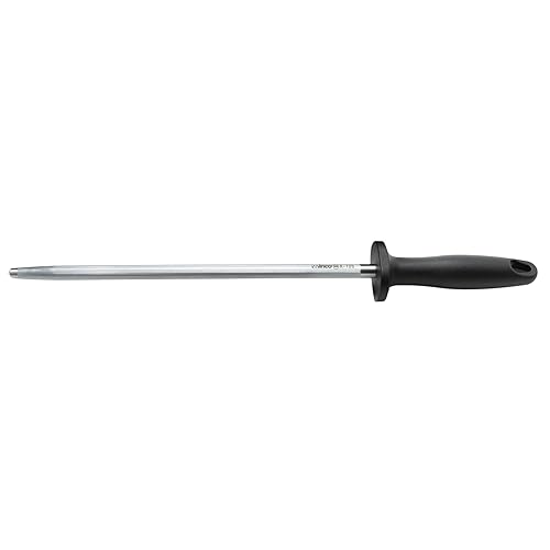 WINCO Heavy-Duty Steel Knife Sharpening Steel Honing Rod, 12-Inch