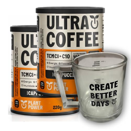Ultracoffee Cappuccino Sem Lactose Vegano Pr&eacute; Treino Plant Power - 2x 220g e Caneca Exclusiva