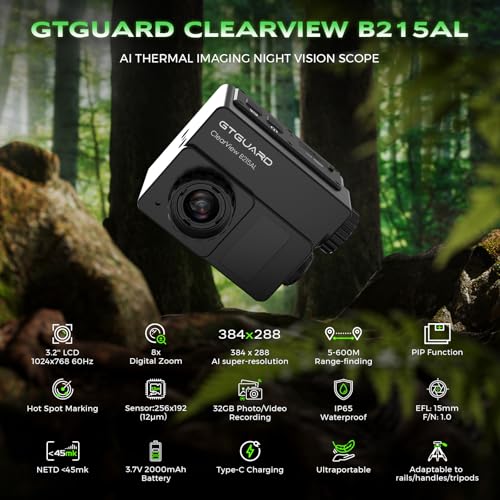 Image of Thermal Monocular for Hunting with 600M Rangefinder, 256x192 Thermal Imaging Night Vision Sight, 3.2 inch 1024x768 Display, 8X Digital Zoom, IP65 Thermal Scope for Bow Hunting