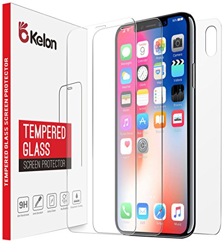 iPhone X Screen Protector Glass [Clear,3 Pack],Okelon Front Back iPhone X Tempered Glass Screen Protector [Case Friendly] [Bubble-Free] with Easy Installation Frame for Apple iPhone X / 10 [3-Pack]