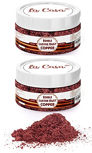 Image of La Casa Premium Edible Lustre Dust - Bright Copper | Pack of 2 | Pearl Dust Ideal for Cake Icing Decoration & Garnishing | 2x9gm |