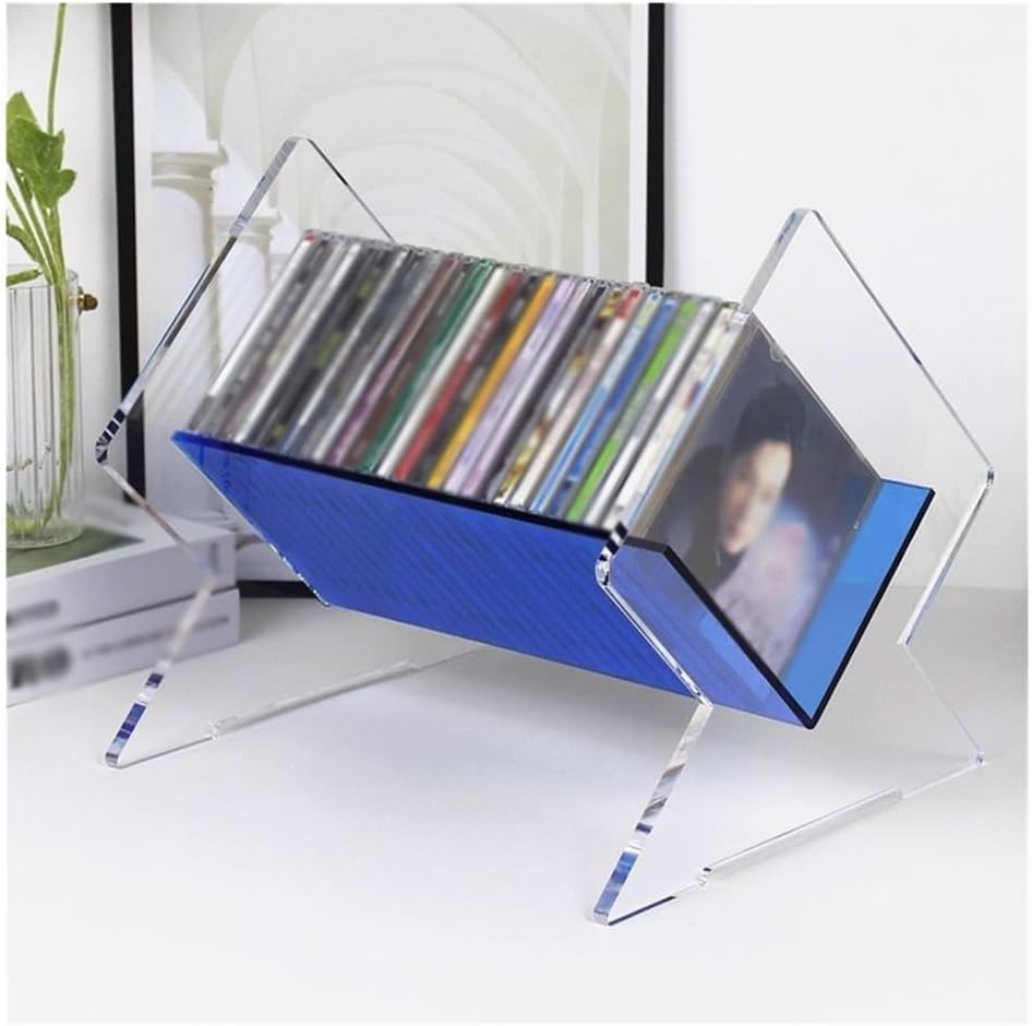 CD Storage Rack, Home Table Transparent Acrylic CD Record Storage Rack Album Display Shelf