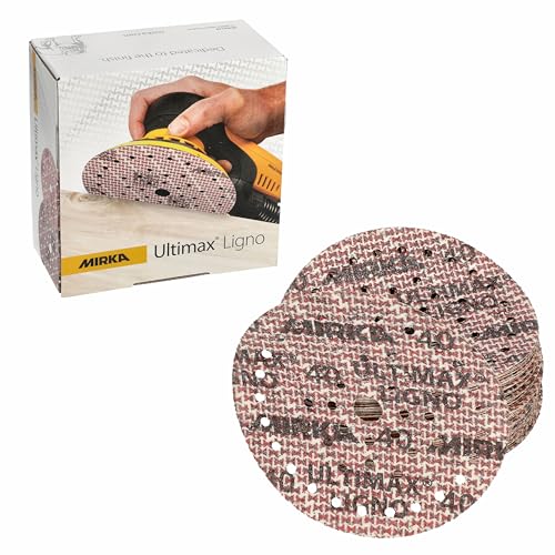 Mirka Ultimax Ligno Ø 150mm dischi abrasivi a strappo Multifit/grana 40/50 pezzi/multiperforazione/per la levigatura di superfici in legno