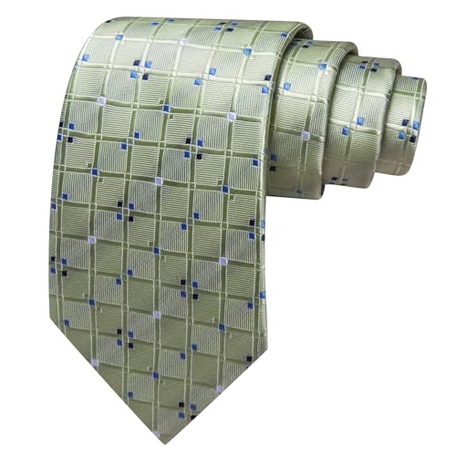Image of YOHOWA Men Plaid /Striped Ties Set Silk Business Wedding Formal Fashion Necktie and Pocket Square Cufflinks Set