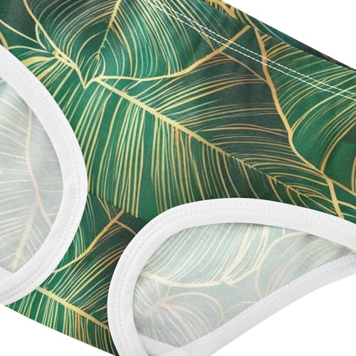 Tropical Leaves Gold Dark Green Teal Panties for Girl Girls Underwear Toddler Cotton Florals Underpants Briefs 2t4
